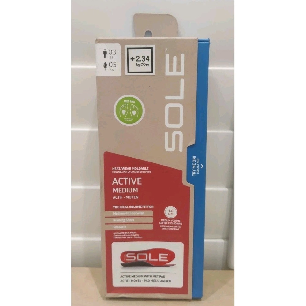 SOLE Active Medium + Met Pad Insoles - Size‎ M 3 / W 5  (Brand New)